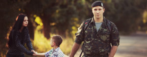 soldier leaving his family on deployment