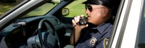 police officer radioning in
