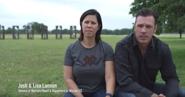 josh and lisa lannon on warriors heart grounds near the war at home memorial