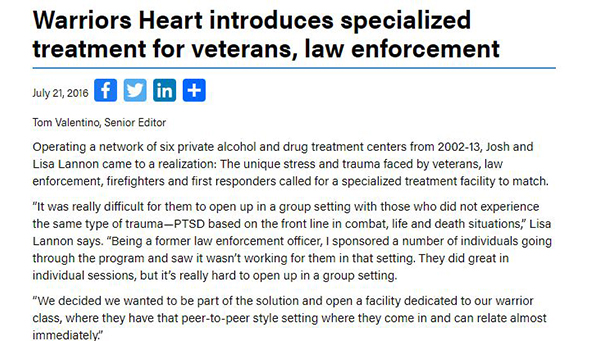 Warriors Heart is an addiction and PTSD treatment center for active military, veterans, and first responders. Contact us today at (844) 448-2567.