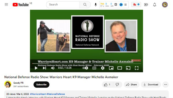National Defense Radio Show: Warriors Heart K9 Manager Michelle Axmaker