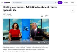 Healing our heroes New addiction treatment center opens in Virginia - Warriors Heart is an addiction and PTSD treatment center for active military, veterans, and first responders. Contact us today at (844) 448-2567.