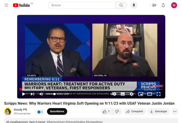 Scripps News: Why Warriors Heart Virginia Soft Opening on 9/11/23 with USAF Veteran Justin Jordan