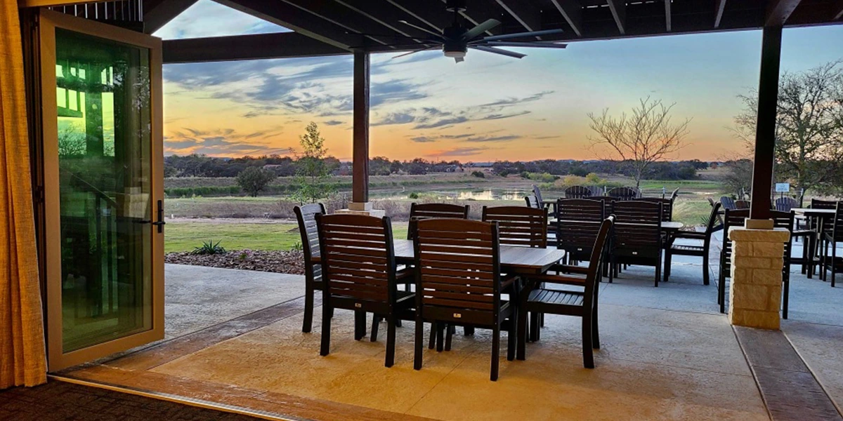 warriors heart texas lakeside location exterior view tables