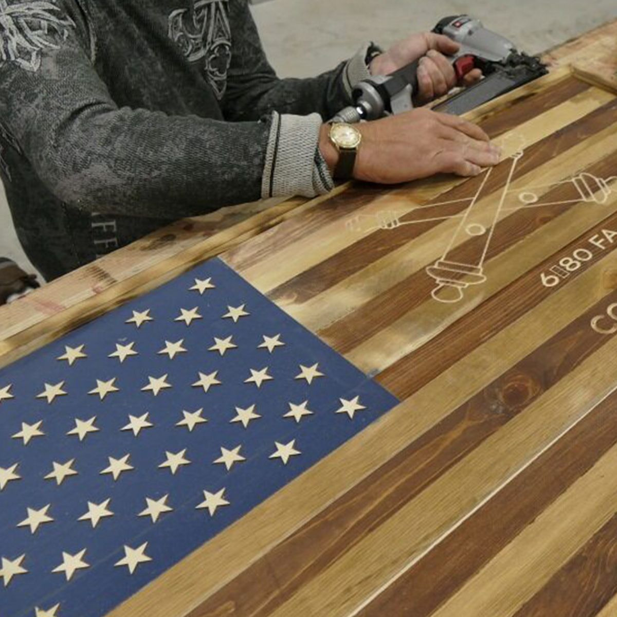 warriors heart workshop warrior working on flag