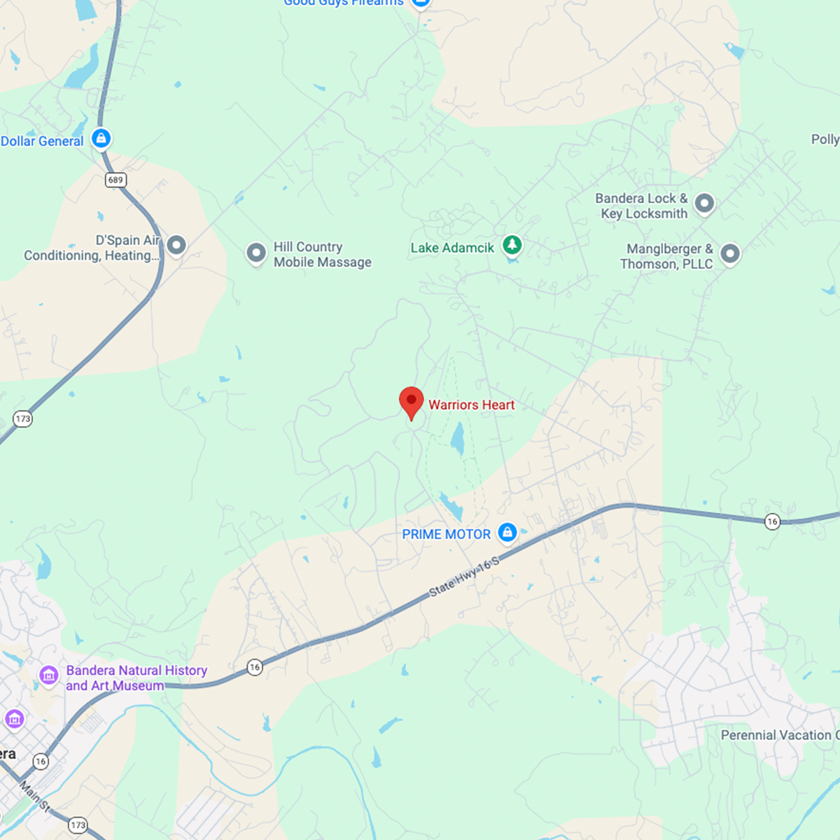Map of Warriors Heart Texas location