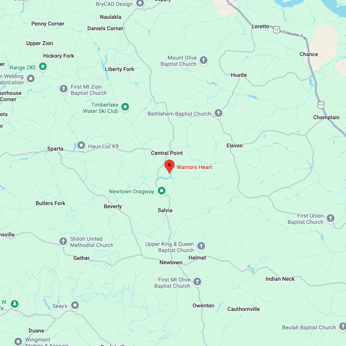 Map of Warriors Heart Virginia location