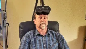tom spooner undergoing tms brain therapy