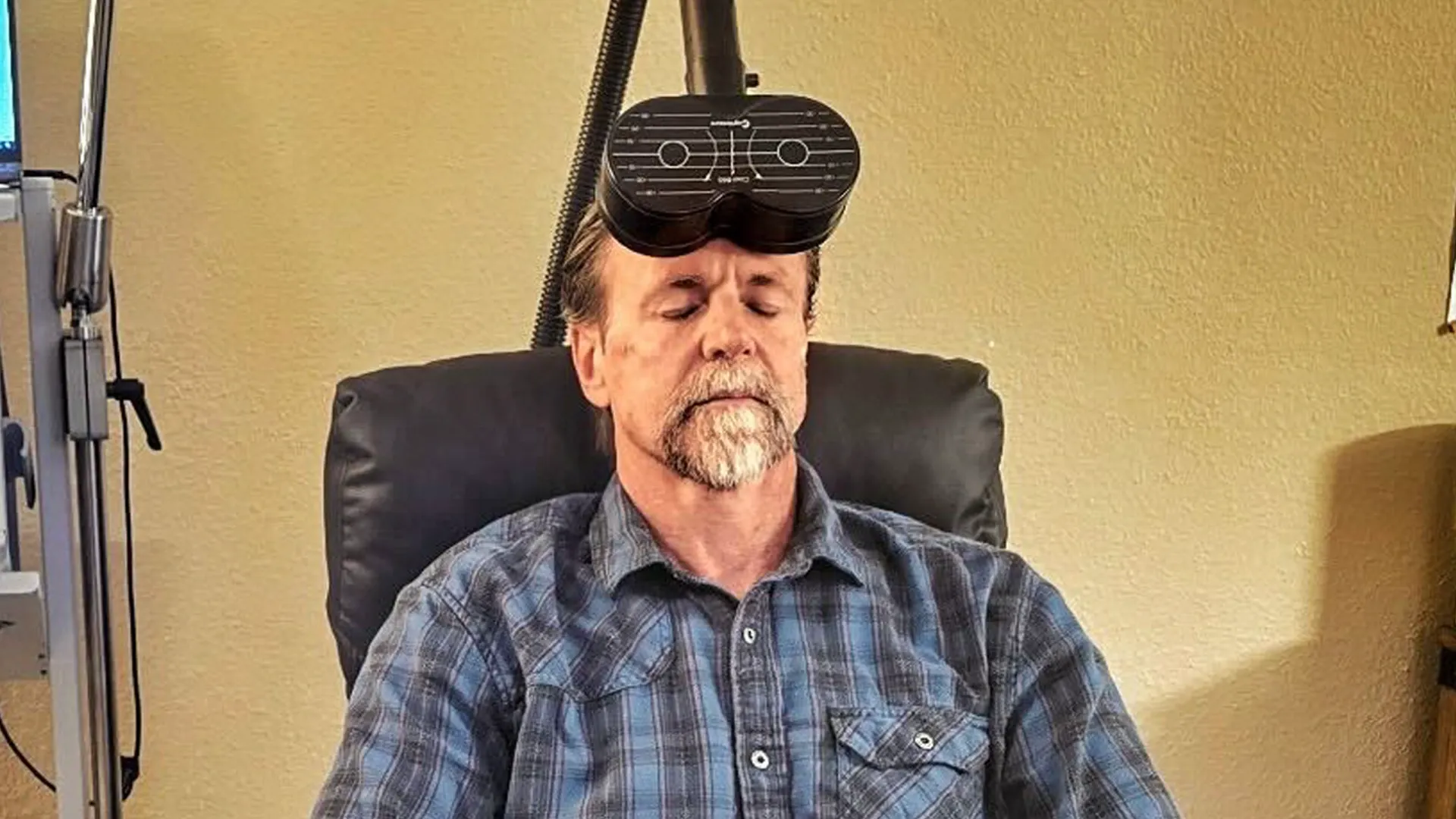 tom spooner undergoing tms brain therapy