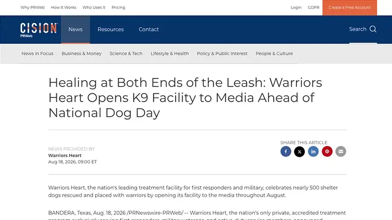 Healing at Both Ends of the Leash: Warriors Heart Opens K9 Facility to Media Ahead of National Dog Day